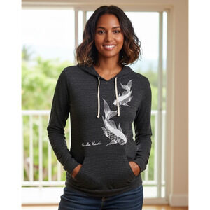 Alternative Earth Hoodie, Lightweight, Koi Fish Graphic, L, Gray, Used